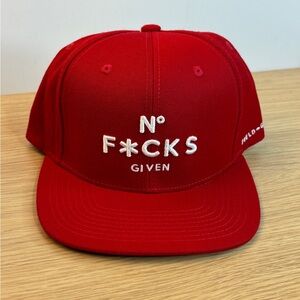 Field Grade Red "No F*cks Given" Embroidered Snapback Hat NWOT